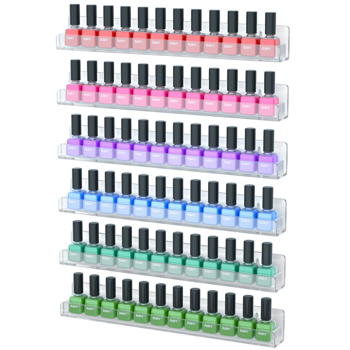LikeU Nail Polish Rack Wall Mounted Shelf 4 Pack,Clear Acrylic Nail Polish  Holder Organizer with Removable Anti-slip End Inserts,4 Tiers Floating Polish  Organizer Display 60 Bottles : Amazon.in: Beauty